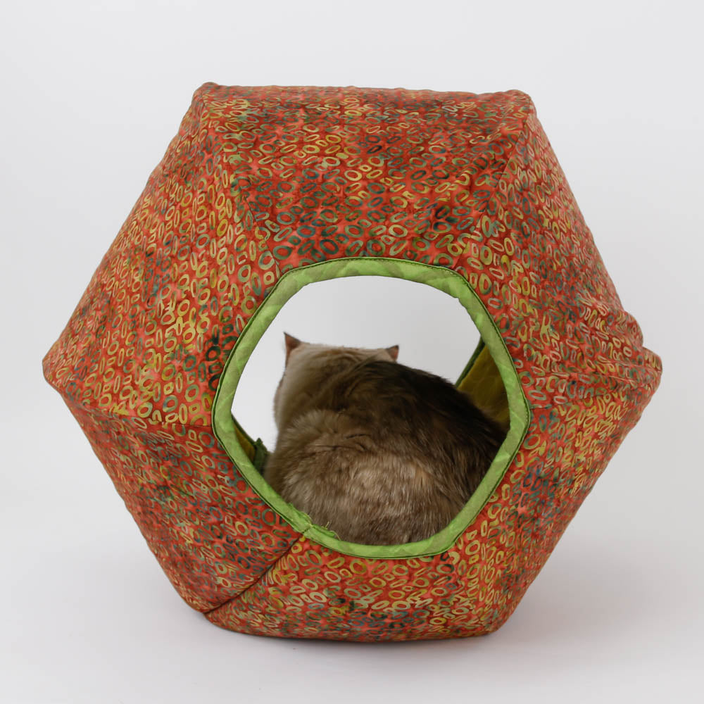 Cat Ball Bed Red Oval Batik The Cat Ball