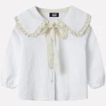 Checkered Blouse with Bow Detail for Little Girls