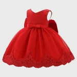 Red Floral Dress with Cozy Tights for Little Girls