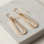 14k Gold Herkimer Diamond Raindrop Earrings 1