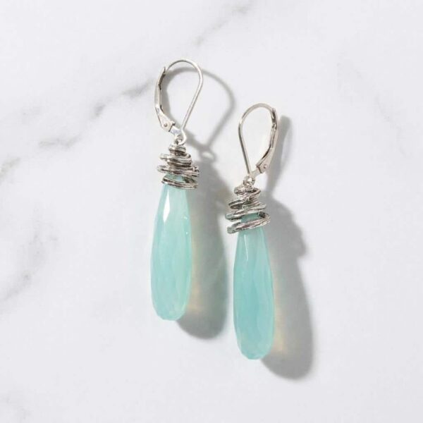 Beachy Blue Aqua Chalcedony Earrings