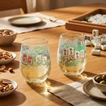 Colorful Mahjong Textured Tile Wine Glass 1