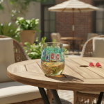 Colorful Mahjong Textured Tile Wine Glass