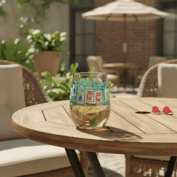 Colorful Mahjong Textured Tile Wine Glass