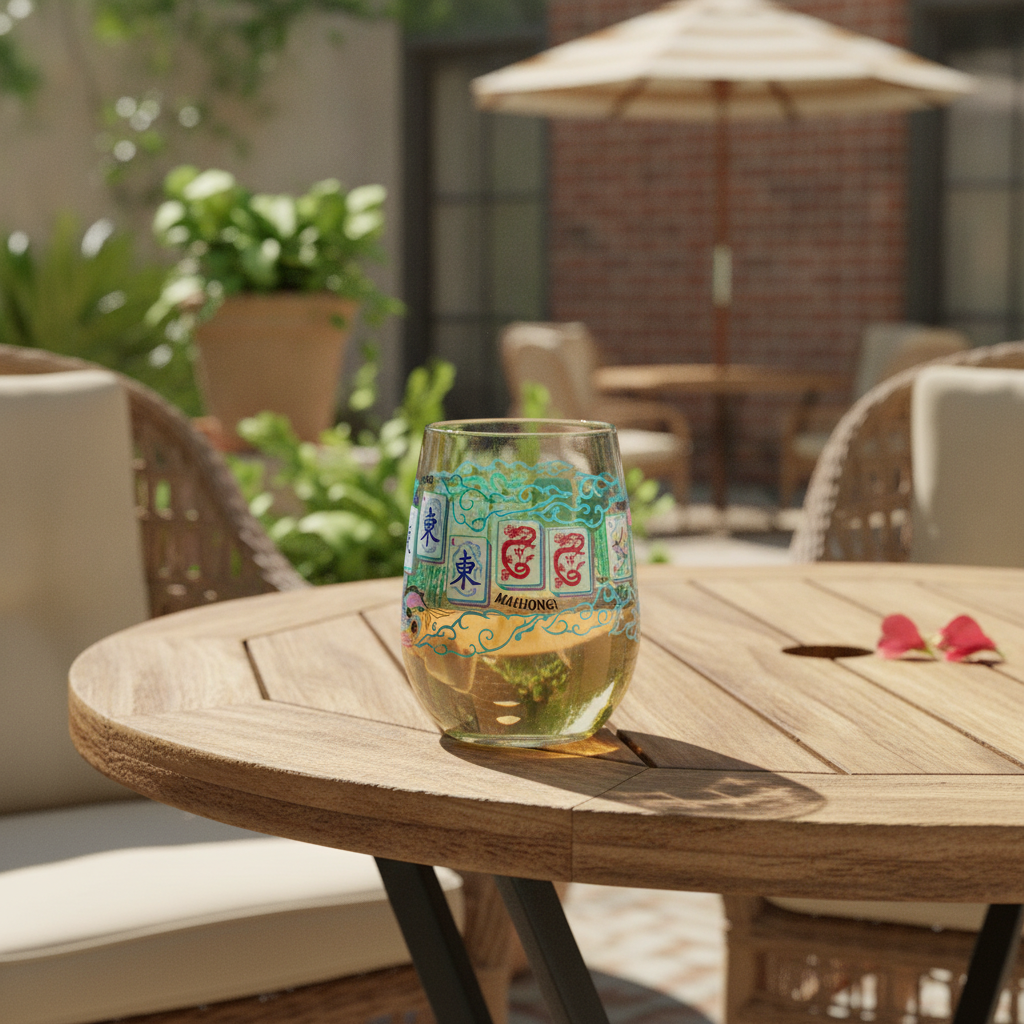 Colorful Mahjong Textured Tile Wine Glass Colorful Mahjong Textured Tile Wine Glass