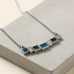 Hand Painted Blue Stepping Stone Necklace