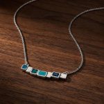 Hand Painted Blue Stepping Stone Necklace 2