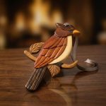 Handcrafted Cardinal Wood Intarsia Ornament 1