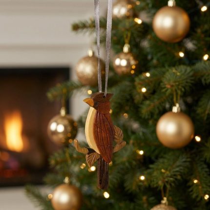 Handcrafted Cardinal Wood Intarsia Ornament