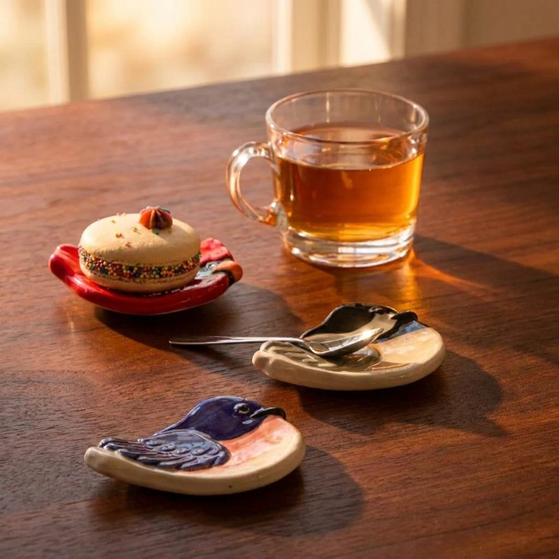 Handcrafted Ceramic Bird Dishes Set Of 3 1