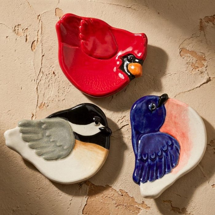 Handcrafted Ceramic Bird Dishes Set Of 3 2