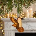 Handcrafted Hummingbird Wood Intarsia Ornament