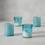 Handcrafted Mexican Aqua Swirl Glasses - Set Of 4