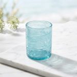 Handcrafted Mexican Aqua Swirl Glasses - Set Of 4 2