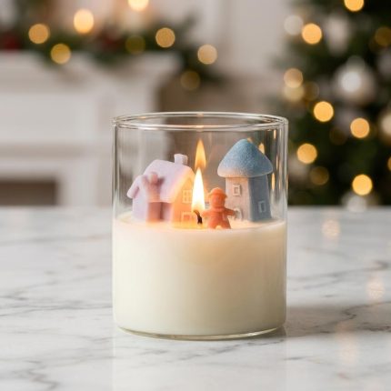 Handcrafted Snowy Cottage 3d Candle 1