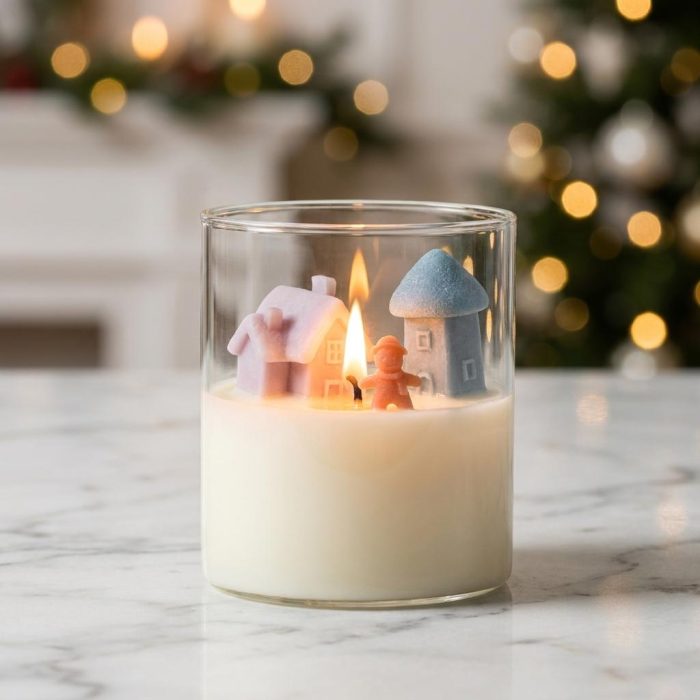 Handcrafted Snowy Cottage 3d Candle 1