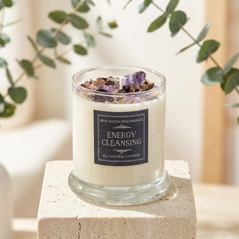 Handmade Energy Cleansing Crystal Candle