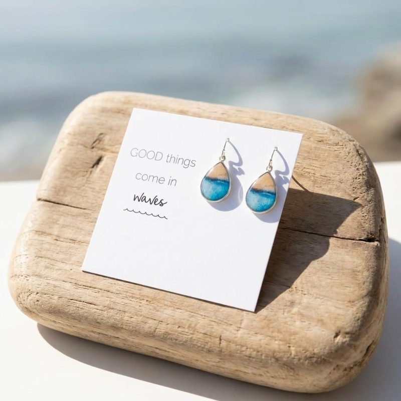 Handmade Go To Your Happy Place - Ocean Earrings