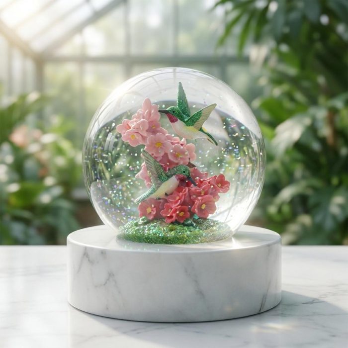 Hummingbirds In Harmony Snow Globe 2