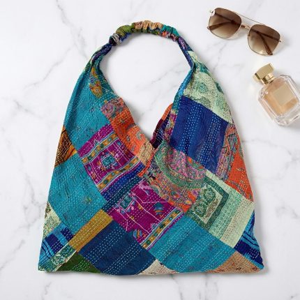 Repurposed Patchwork Silk Sari Tote