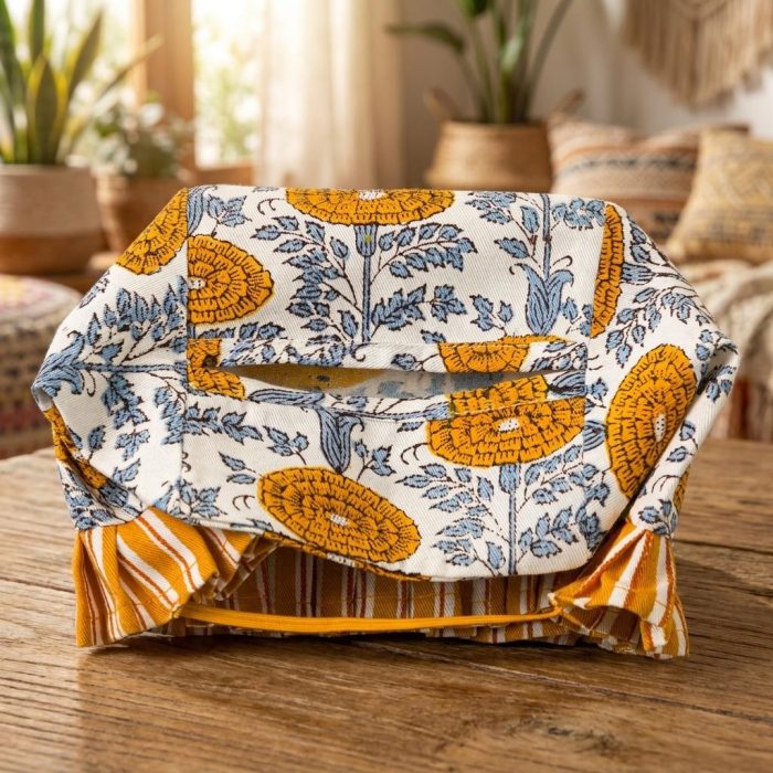 Ruffled Fabric Tissue Box Cover 4