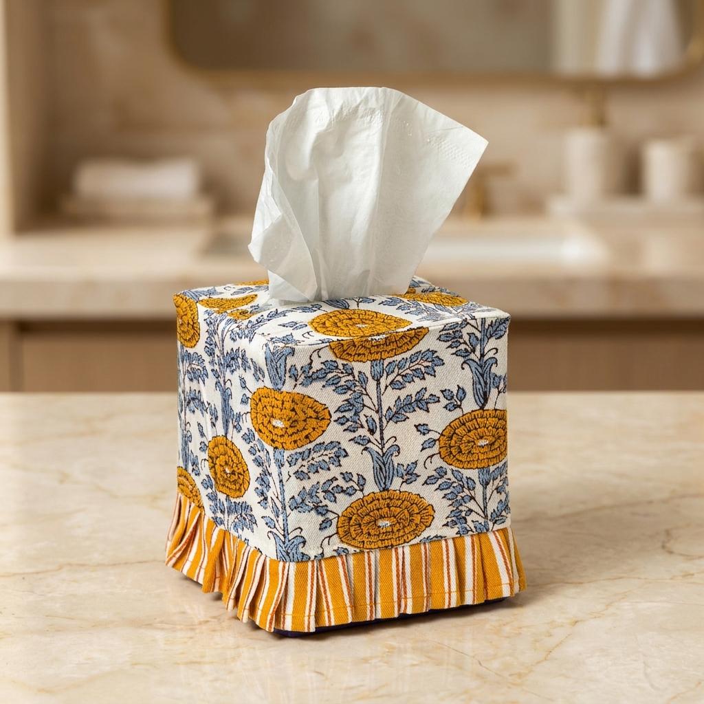 Ruffled Fabric Tissue Box Cover Ruffled Fabric Tissue Box Cover