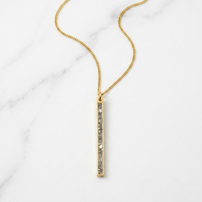 Sliced Raw Diamond Bar Necklace 3