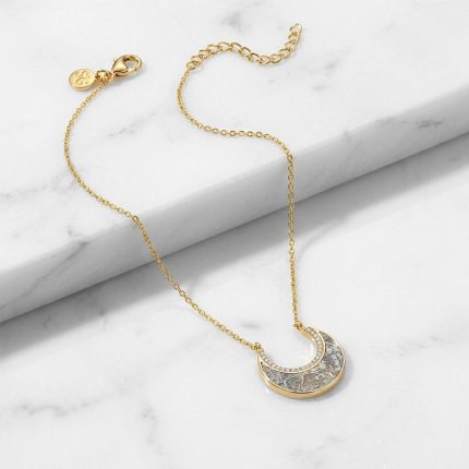Sliced Raw Diamond Crescent Necklace 1