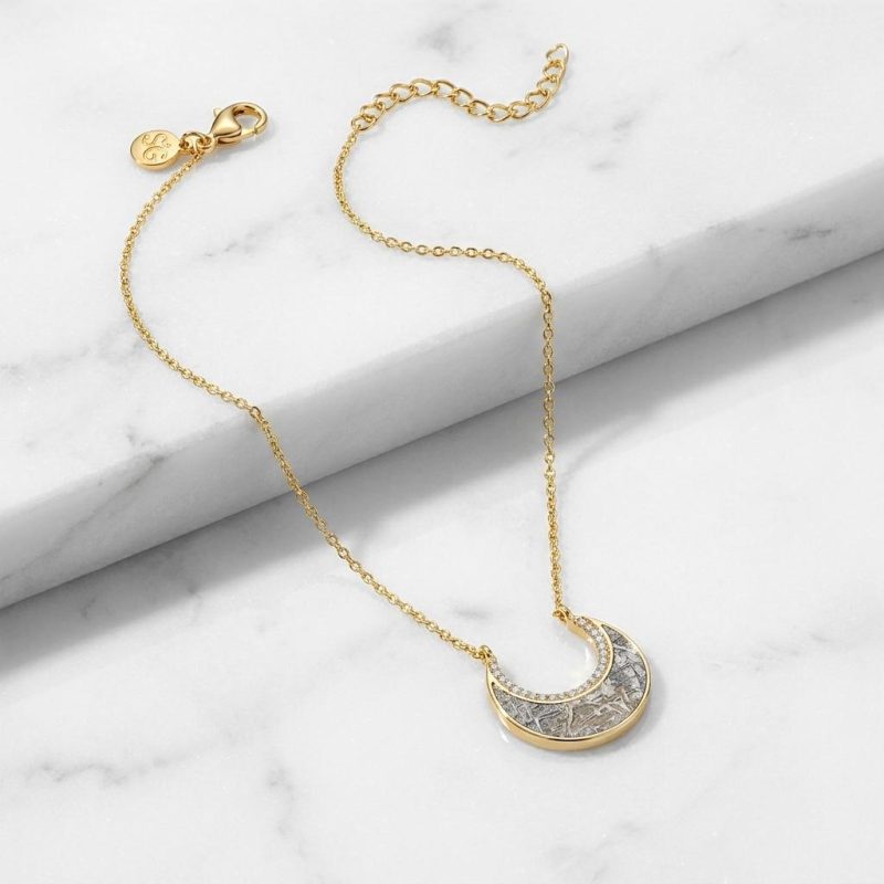 Sliced Raw Diamond Crescent Necklace 1