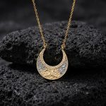 Sliced Raw Diamond Crescent Necklace