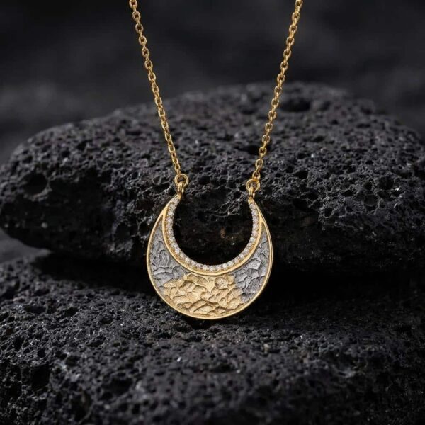 Sliced Raw Diamond Crescent Necklace