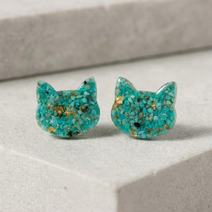 Turquoise Cat Studs (1)