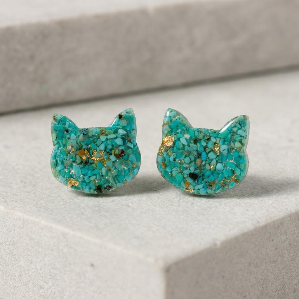 Turquoise Cat Studs (1) Turquoise Cat Studs (1)