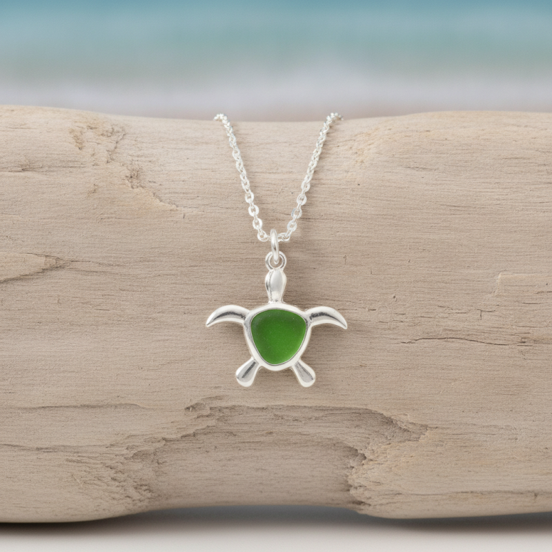 Turtle Of Transformation Sea Glass Necklace 1