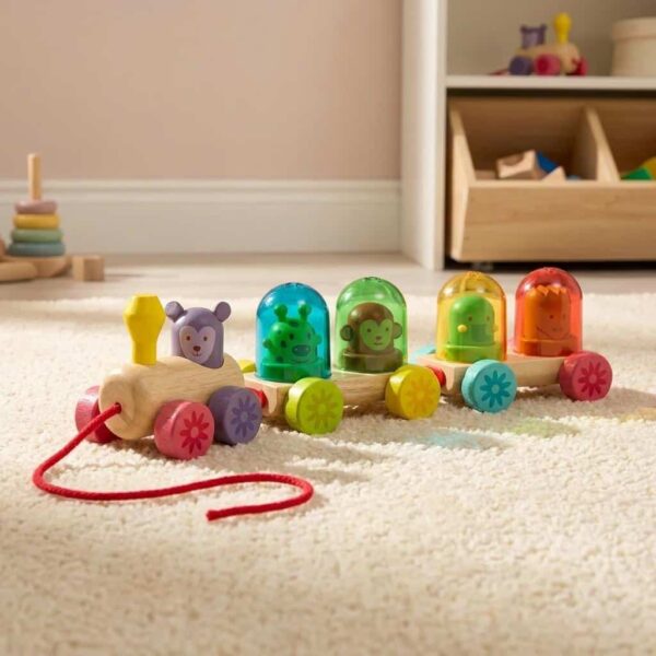 Wooden Pull-along Toddler Stacking & Color Mixing Train