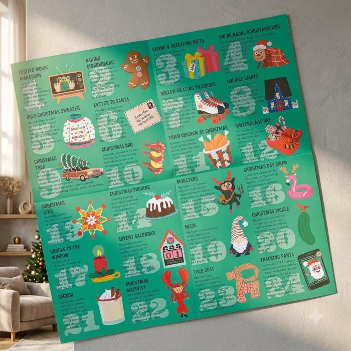 24 Hidden Holiday Traditions Round Jigsaw Puzzle 2