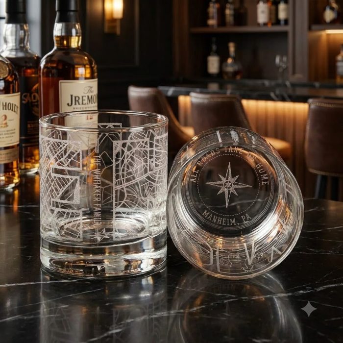 All Roads Take Us Home Map Glass Duo