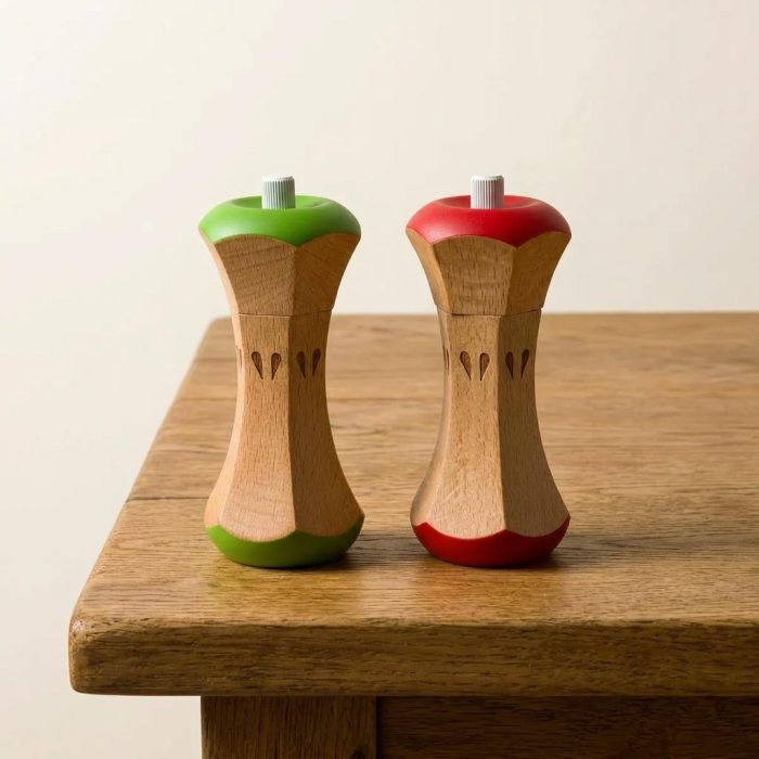 Beechwood Apple Core Salt & Pepper Grinders 1