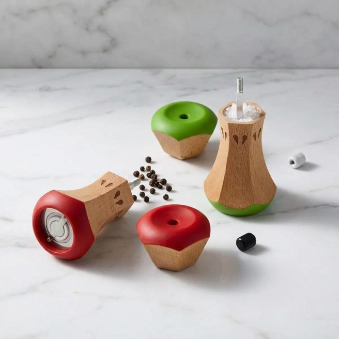 Beechwood Apple Core Salt & Pepper Grinders 3