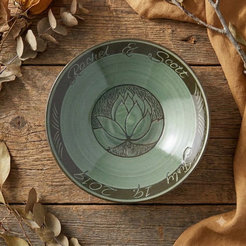 Blue Flower Carved Custom Wedding Bowl
