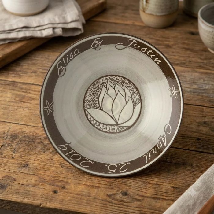Brown Flower Carved Custom Wedding Bowl