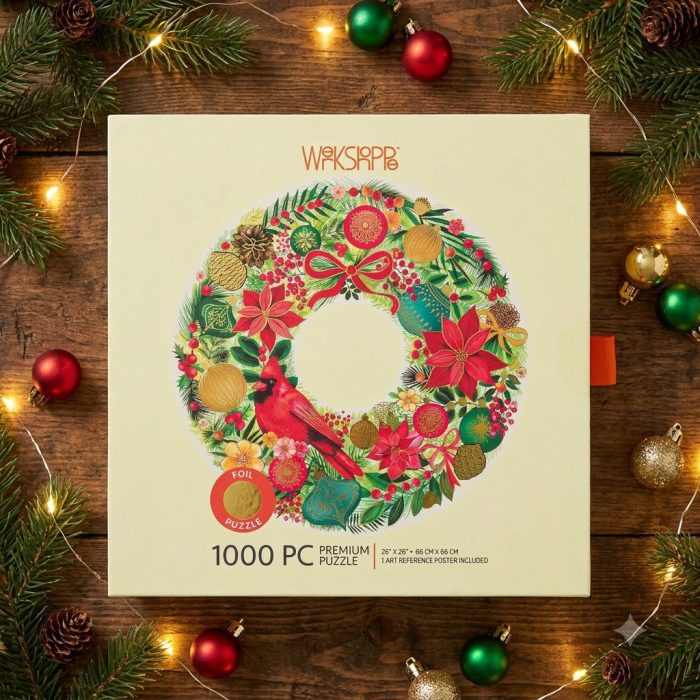 Cardinal Wreath 1,000-piece Gold Foiled Puzzle 2