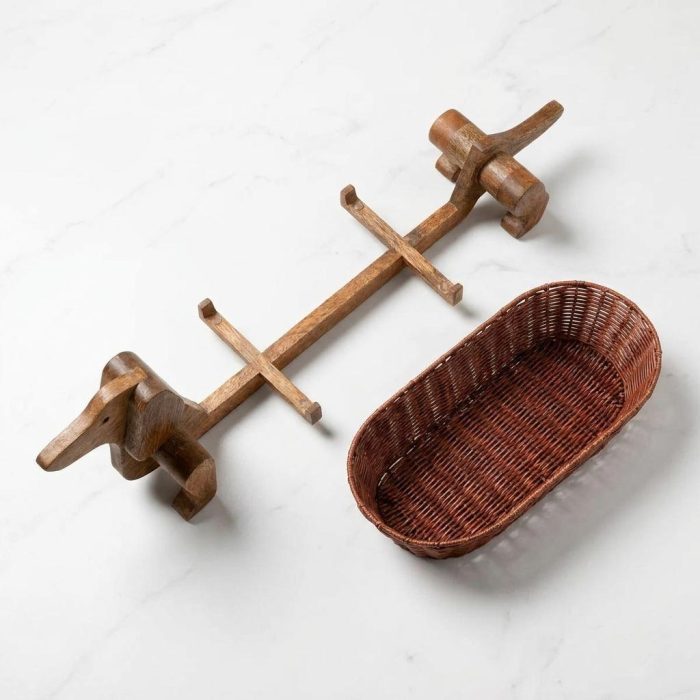 Charming Wooden Dachshund Storage Basket 3