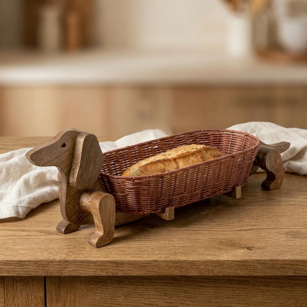 Charming Wooden Dachshund Storage Basket Charming Wooden Dachshund Storage Basket