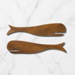 Coastal Acacia Wood Whale Salad Servers 2