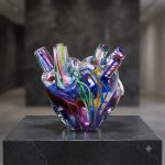 Colorful Anatomical Heart Of Glass Sculpture 1
