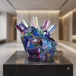 Colorful Anatomical Heart Of Glass Sculpture