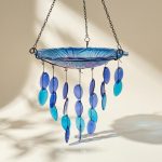 Colorful Glass Hanging Bird Bath Wind Chime 2