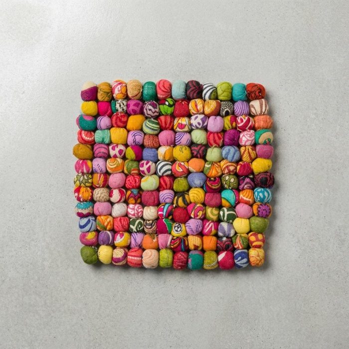 Colorful Repurposed Kantha Trivet 1