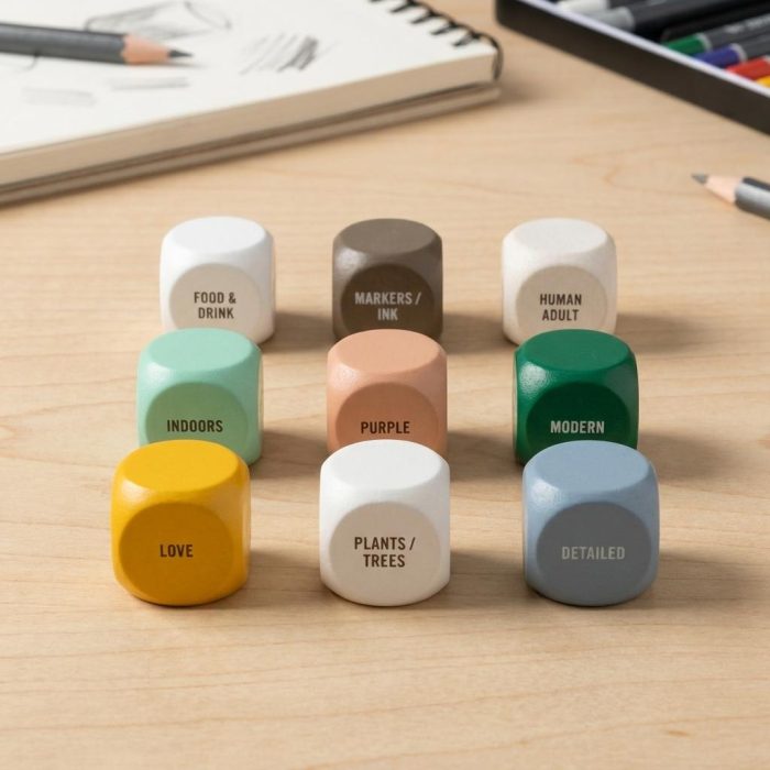 Creative Wooden Art Dice Inspiration Set 1